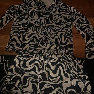 Black and White Two Piece outfit Bold Pattern